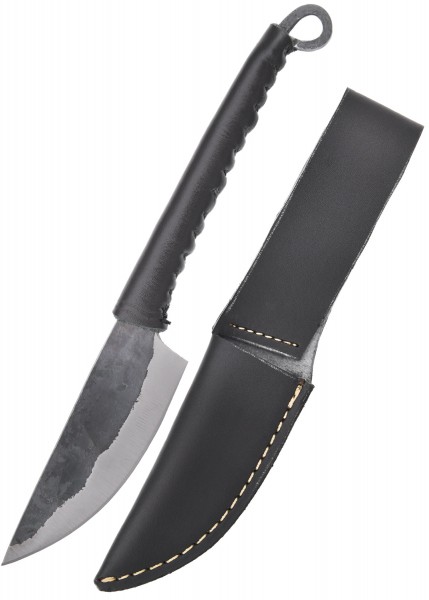 Geschmiedetes Messer mit umwickeltem Ledergriff 21 cm