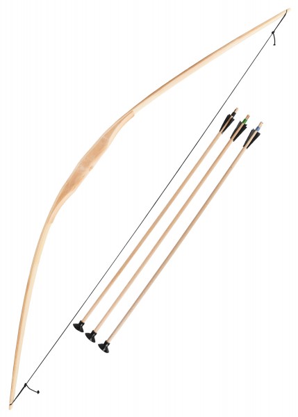 Kinder-Bogen aus Holz mit 3 Pfeilen, ca. 120 cm