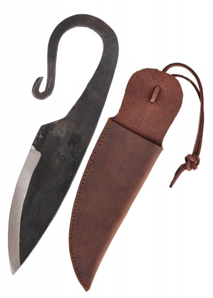 Handgeschmiedetes Wikingermesser mit Lederscheide