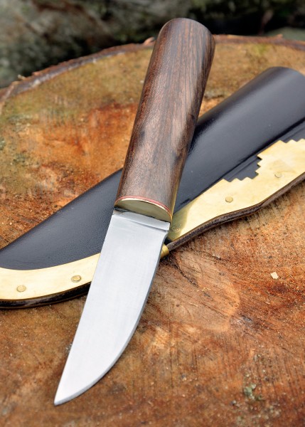 Wikinger Messer mit Walnussgriff und Lederscheide
