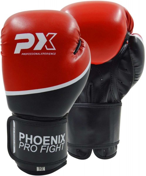 PX PRO FIGHT Boxhandschuhe PU | schwarz-rot