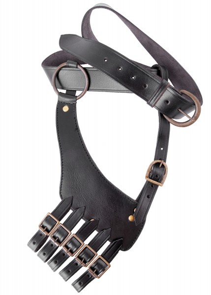 Gürtel mit Schwerthalterung, Bandelier, schwarzes Leder