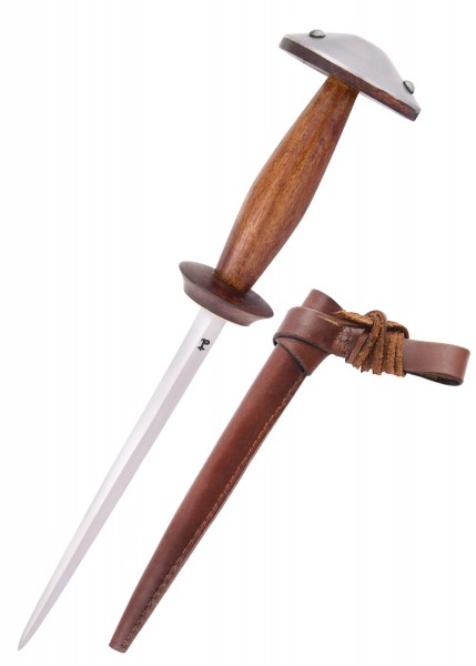 Scheibendolch, 15. Jh., mit Lederscheide