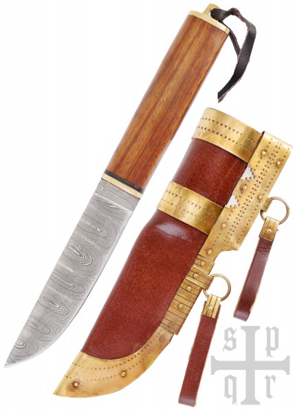 Wikinger-Messer aus Damaststahl mit Holzgriff